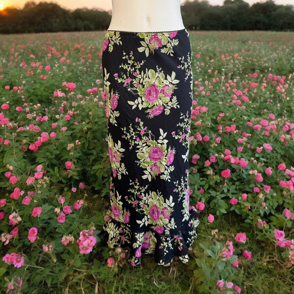 vintage y2k mix nouveau floral midi skirt